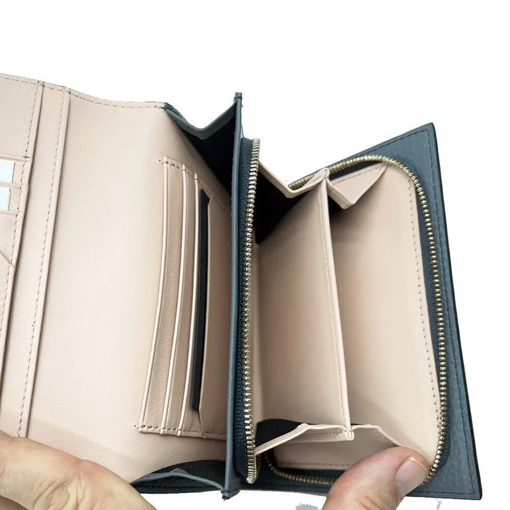 Bally Woodi Gray Pebbled Leather Bifold Wallet‎